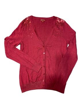Merona Fuchsia Sequin Shoulder V-Neck Cardigan